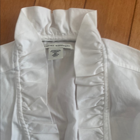 White Ruffled Button-Up Shirt - Picture 2 of 3